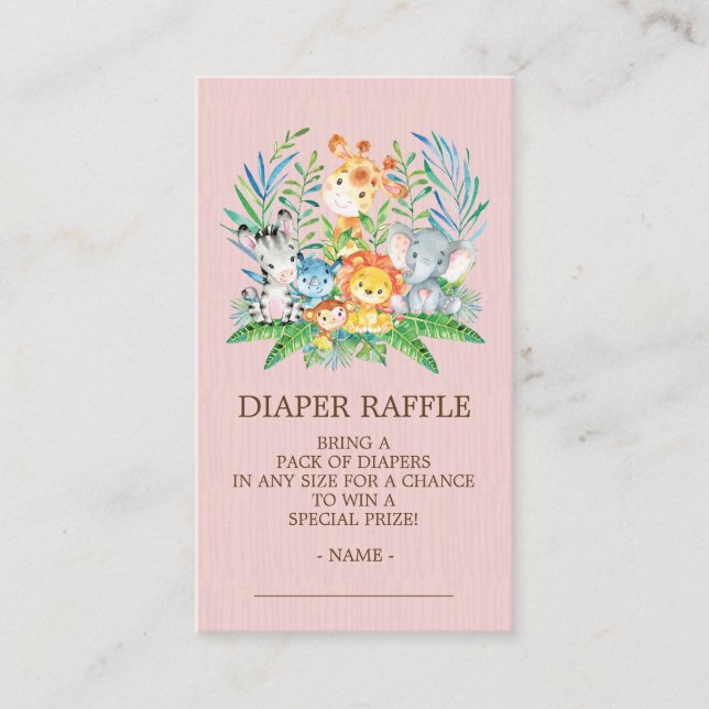 Safari Jungle Baby Showdusche Windeln Raffle Ticke Begleitkarte (Vorderseite)