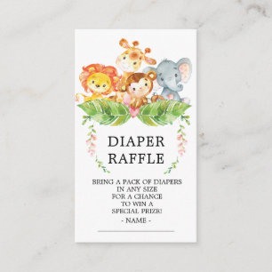 Safari Jungle Baby Showdusche Windeln Raffle Ticke Begleitkarte