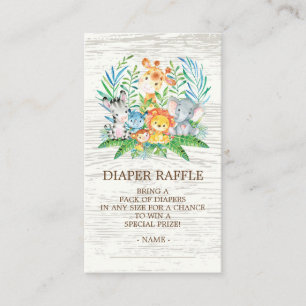Safari Jungle Baby Showdusche Windeln Raffle Ticke Begleitkarte