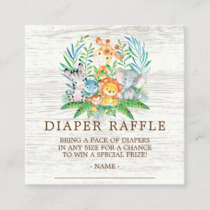 Safari Jungle Baby Showdusche Windeln Raffle Ticke Begleitkarte