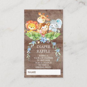 Safari Jungle Baby Showdusche Windeln Raffle Ticke Begleitkarte