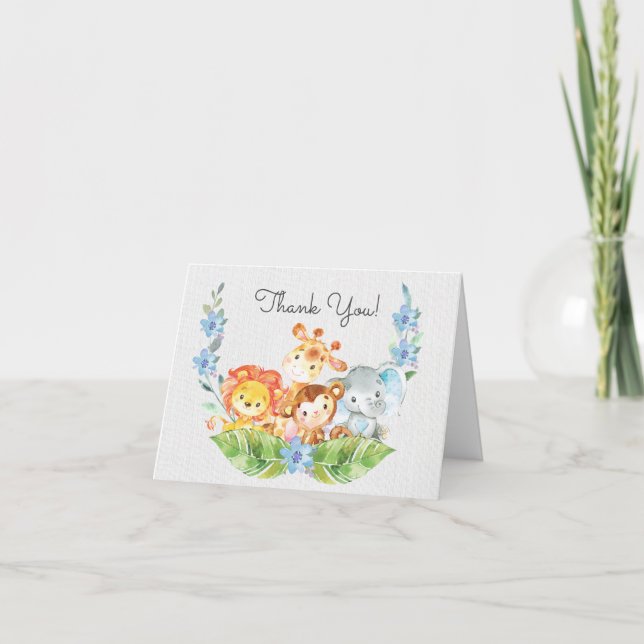 Safari Jungle Baby Shower Thank You Dankeskarte (Vorderseite)