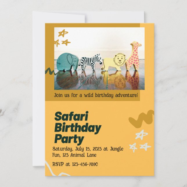 Safari Jungle Birthday – Editable Watercolor  Einladung (Vorderseite)