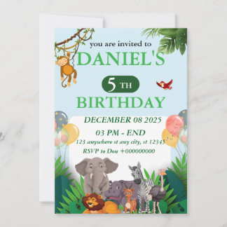 Safari Jungle Birthday Invitation Einladung