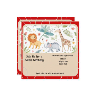 Safari Jungle Birthday Invitation Einladung