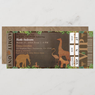Safari Jungle Brown Animals Baby Shocket Einladung