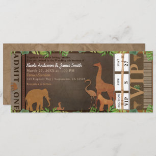 Safari Jungle Brown Animals Wedcket Einladung