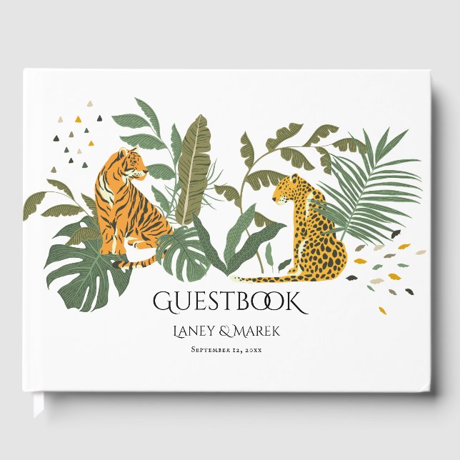 Safari Jungle Cats Wedding Guestbook Gästebuch (Vorderseite)