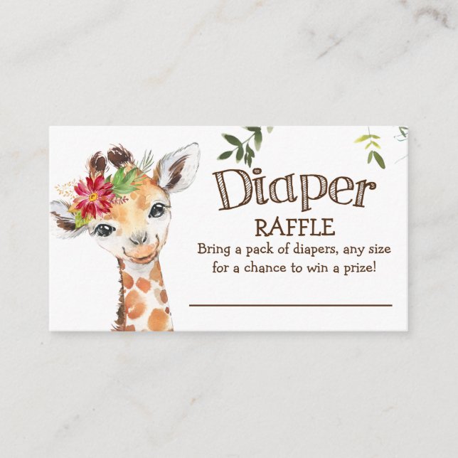 Safari Jungle Giraffe Diaper Raffle Baby Dusche Begleitkarte (Vorderseite)