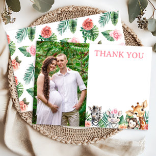 Safari Jungle Girl Babydusche Danke Karte