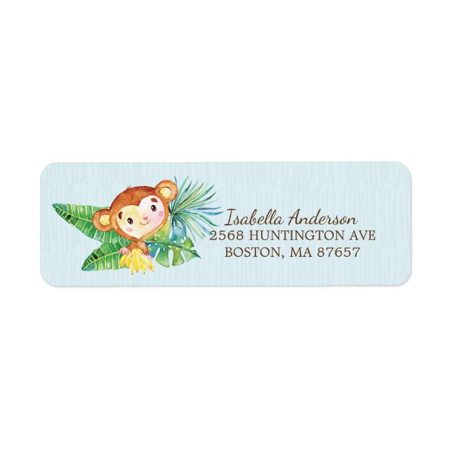 Safari Jungle Monkey Baby Dusche Etikett (Vorne)