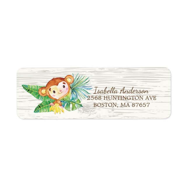 Safari Jungle Monkey Baby Dusche Etikett (Vorne)