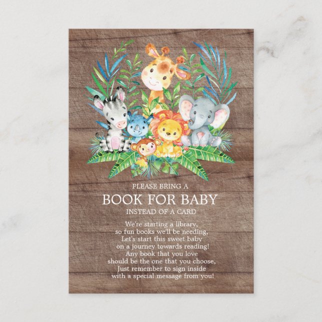 Safari Jungle Neutral Baby Shower Book for Baby Begleitkarte (Vorderseite)
