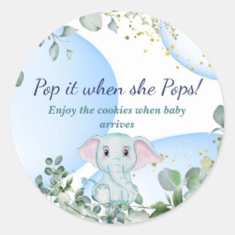 Safari Jungle Niedlich Elephant Eucalyptus Blue Ba Runder Aufkleber