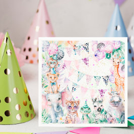 Safari Jungle Niedlicher Tiere Girl Serviette