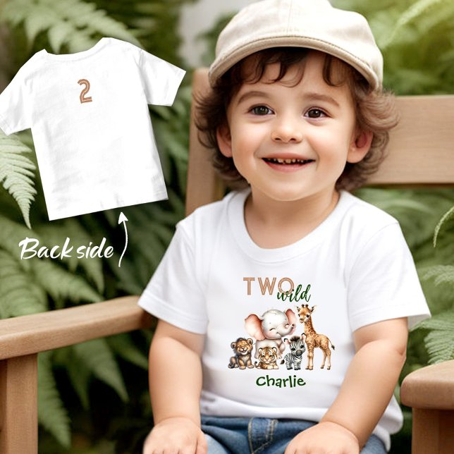 Safari Jungle Niedlicher Tiere Zwei Wilde 2. Gebur Kleinkind T-shirt (Safari Jungle Cute Animals Two Wild 2nd Birthday Toddler T-shirt)