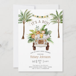 Safari Jungle Palm Trees Boy Baby Dusche Einladung