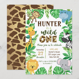 Safari-Jungle-Tiere Einladungen zum Geburtstag