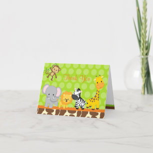 Safari Jungle Tiere geklappt Vielen Dank Hinweis K Dankeskarte