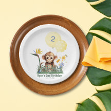 Safari Jungle Watercolor Affen Blume Geburtstag
