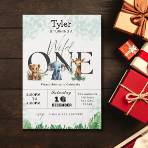 Safari Jungle Wild 1 Niedliche Tiere 1. Geburtstag Einladung