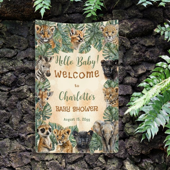 Safari Jungle Wild Animals Hallo Baby Dusche Banner (Von Creator hochgeladen)