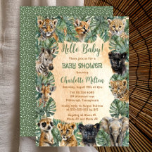 Safari Jungle Wild Animals Hallo Baby Dusche