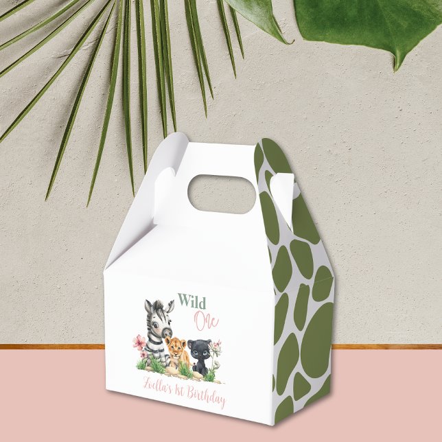 Safari Jungle Wild One Adventure Birthday Geschenkschachtel (Safari Jungle Wild One Zebra Tiger Panther Pink Birthday Favor Box)