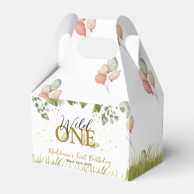 Safari Jungle Wild One erster Geburtstag Geschenkschachtel (Rückseite)