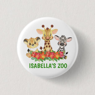 Safari Jungle Zoo Animal Colorful Personalized  Button