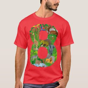 Safari Jungle Zoo Thementiere Achte Geburtstag nu T-Shirt
