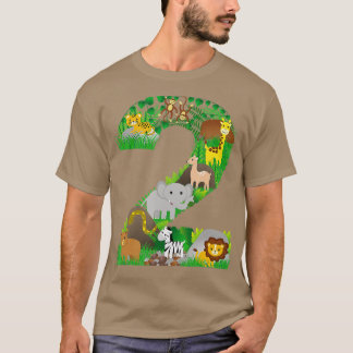 Safari Jungle Zotiere Zweiter Geburtstag Nummer T-Shirt