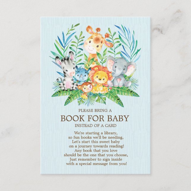 Safari JungleBoysBaby Shower Book for Baby Begleitkarte (Vorderseite)