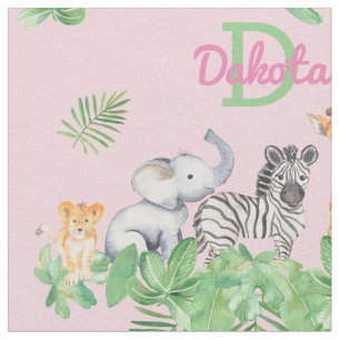 Safari   Jungtiere   Greenery Monogram Baby Stoff