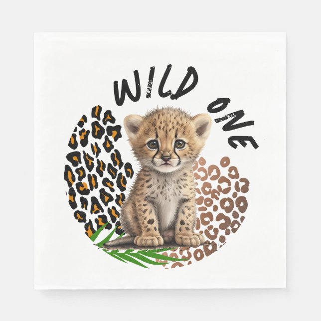 Safari Leopard Birthday Wild One Two Wild Party Serviette (Vorderseite)