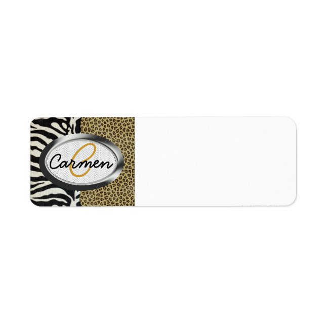 Safari Leopard und Zebra Print Monogram (Vorne)