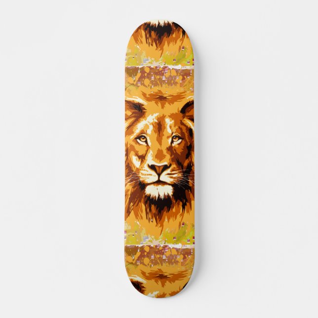 Safari Lion | Farbiges Löwenskateboard Skateboard (Vorne)