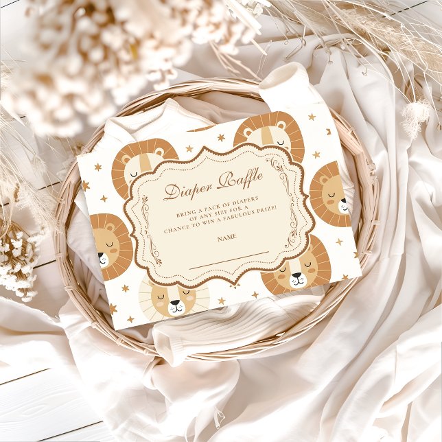 Safari Lion Neutral Baby Shower Diapper Raffle Begleitkarte (Von Creator hochgeladen)
