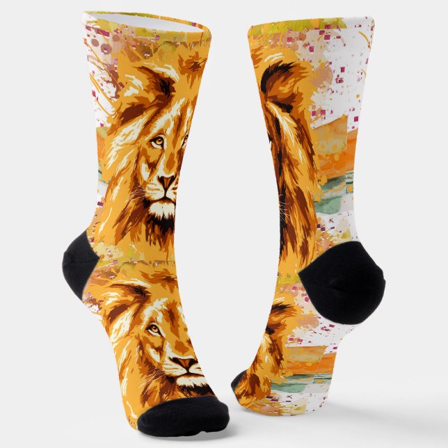 Safari Lion Socks | Farbige Löwenkopfsocken Socken (Gewinkelt)