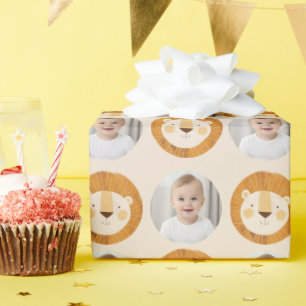Safari Lion Theme Kindergeburtstag Foto Geschenkpapier