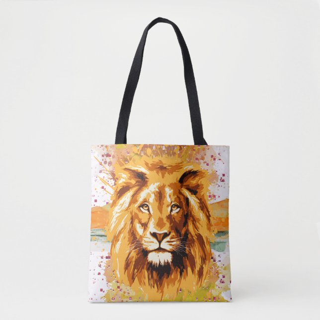 Safari Lion Tote Bag | Zeichnend Löwe (Vorderseite)