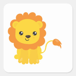 Safari Lion Trendy Quadratischer Aufkleber