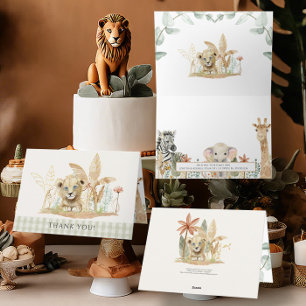 Safari Little King Lion Zebra Giraffe Boy Shower Karte