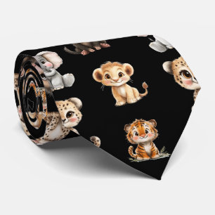 Safari Löwe Elefant Tiger Cute Kawaii Krawatte