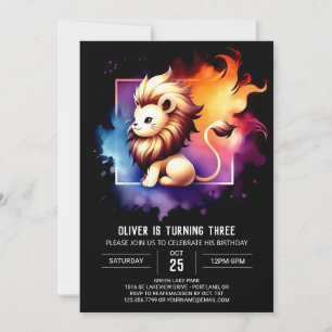 Safari Minimalistisch Lion Birthday Einladung