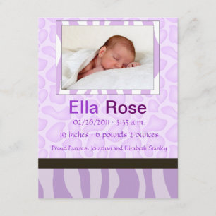 Safari-Mischung - Zebra-und Giraffen-Baby-Geburt Ankündigung