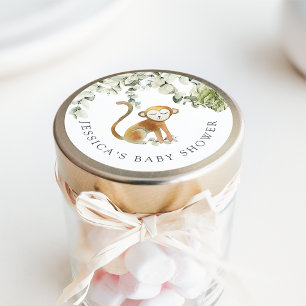 Safari Monkey Baby Dusche Runder Aufkleber