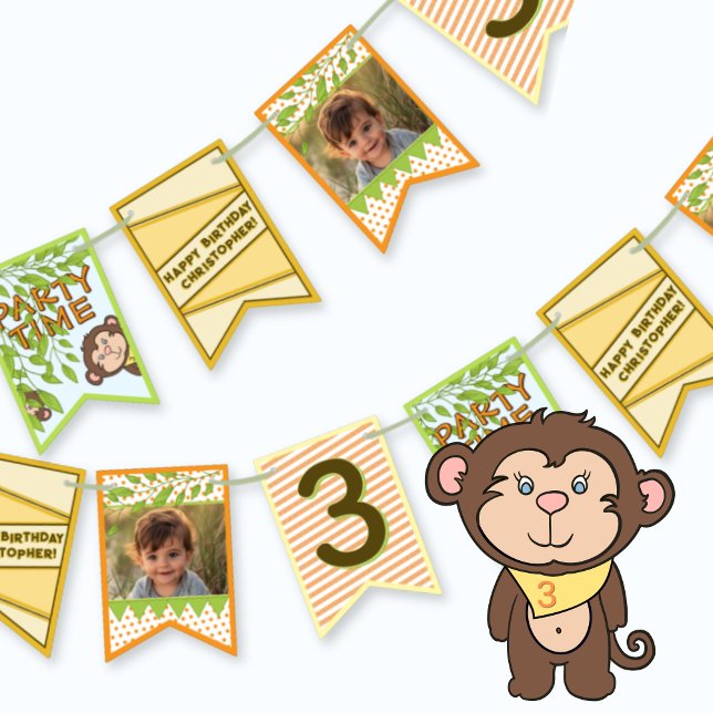 Safari Monkey Birthday Wimpelkette (Von Creator hochgeladen)