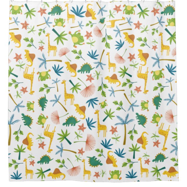 Safari-Muster Giraffe niedliche Dschungelkinder Or Duschvorhang (Vorderseite)