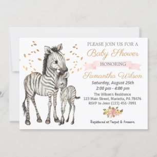 Safari Niedlich Baby Zebra Wild Baby Shower Einladung